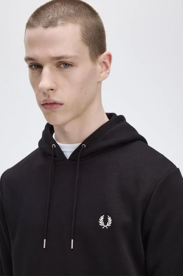 Men Sweatshirts Fred Perry Tipped Hooded Sweatshirt Black