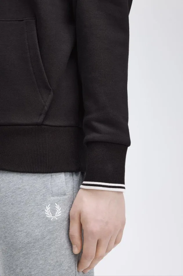 Men Sweatshirts Fred Perry Tipped Hooded Sweatshirt Black