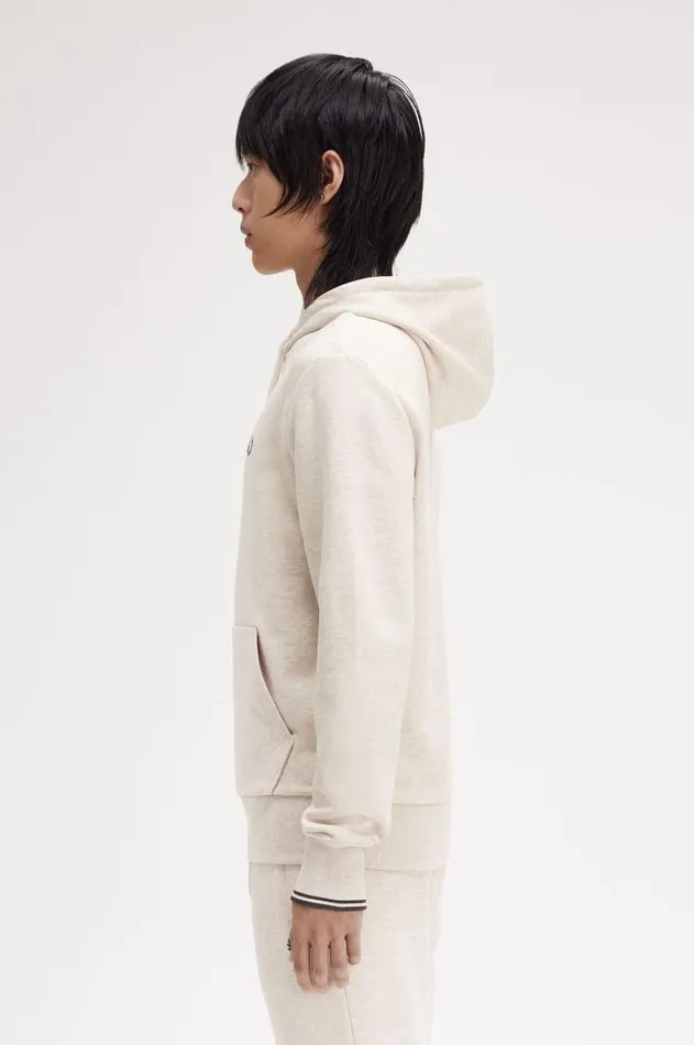 Men Sweatshirts Fred Perry Tipped Hooded Sweatshirt Porridge Marlanchor Grey