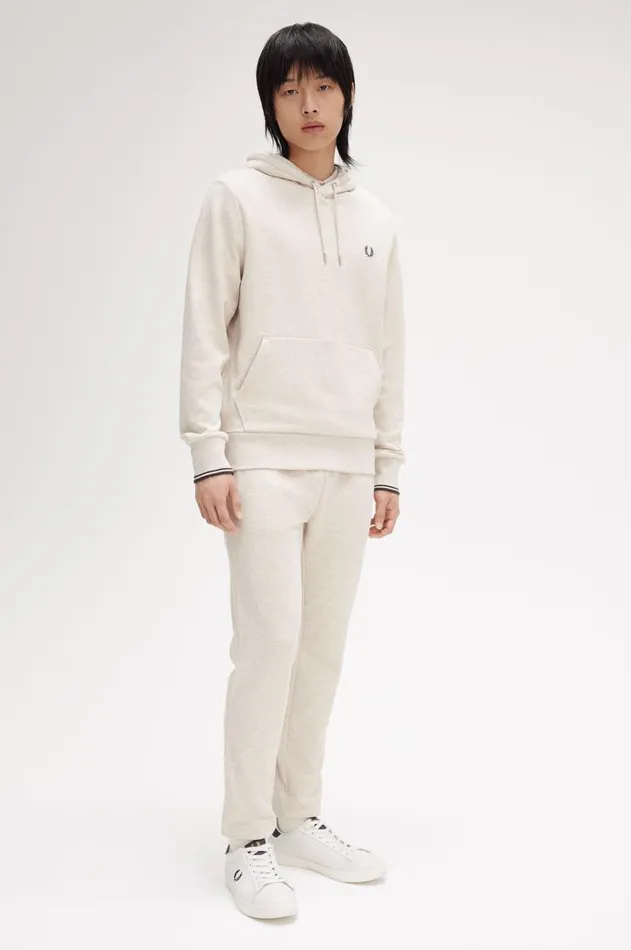 Men Sweatshirts Fred Perry Tipped Hooded Sweatshirt Porridge Marlanchor Grey