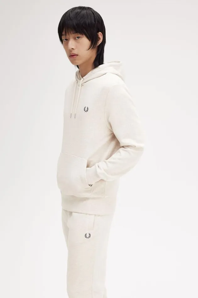 Men Sweatshirts Fred Perry Tipped Hooded Sweatshirt Porridge Marlanchor Grey