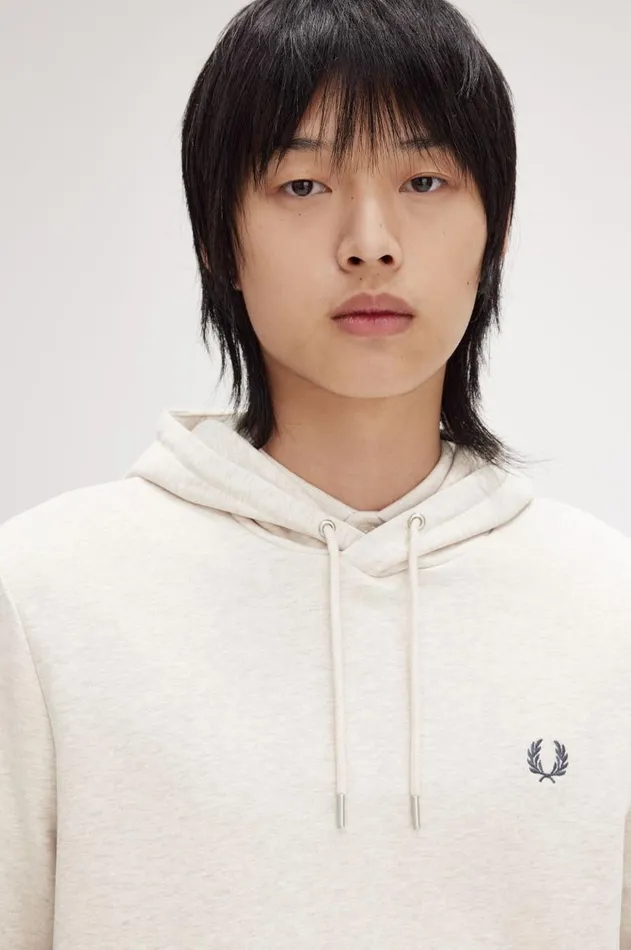 Men Sweatshirts Fred Perry Tipped Hooded Sweatshirt Porridge Marlanchor Grey