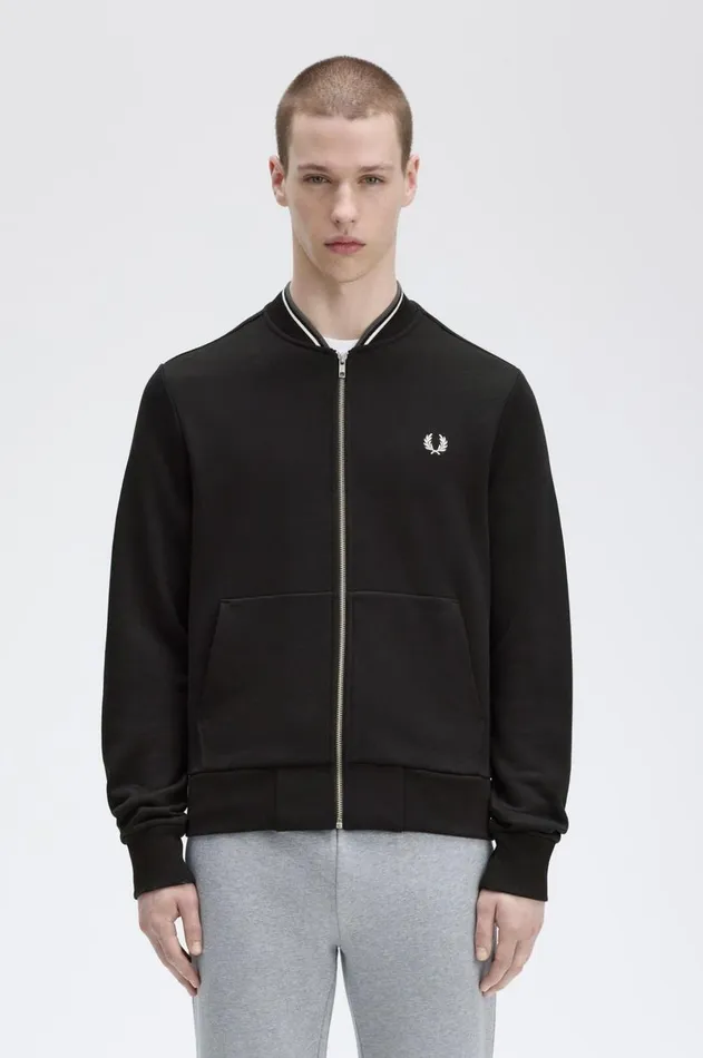 Men Sweatshirts Fred Perry Zip Through Sweatshirt Black