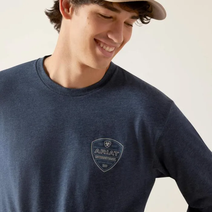 Men TShirts and Polos Ariat Ariat Crestline TShirt Navy Heather Men TShirts and Polos Ariat Ariat Crestline TShirt Navy Heather
