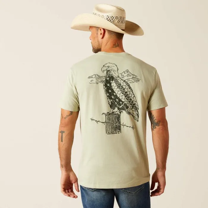 Men TShirts and Polos Ariat Ariat Eagle Flag TShirt Desert Sage Heather