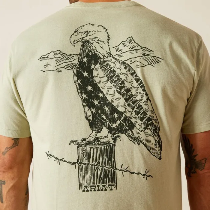 Men TShirts and Polos Ariat Ariat Eagle Flag TShirt Desert Sage Heather