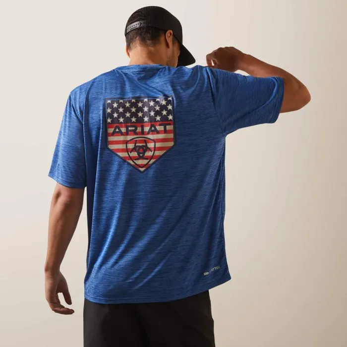 Men TShirts and Polos Ariat Charger Ariat Proud Shield TShirt Monaco Blue