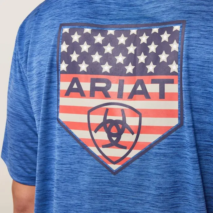 Men TShirts and Polos Ariat Charger Ariat Proud Shield TShirt Monaco Blue Men TShirts and Polos Ariat Charger Ariat Proud Shield TShirt Monaco Blue