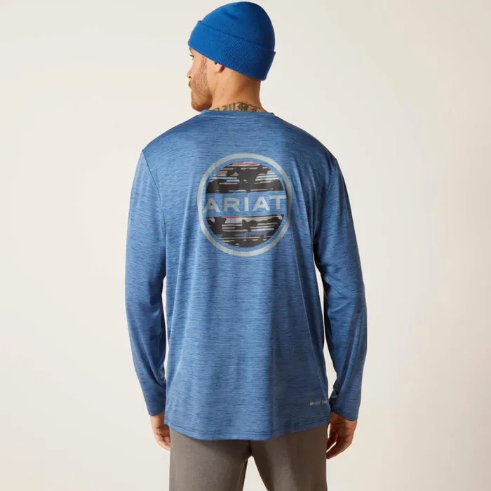 Men TShirts and Polos Ariat Charger Camo Circle TShirt Deep Space Heather