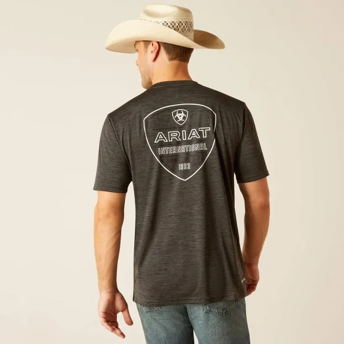 Men TShirts and Polos Ariat Charger Crestline TShirt Charcoal