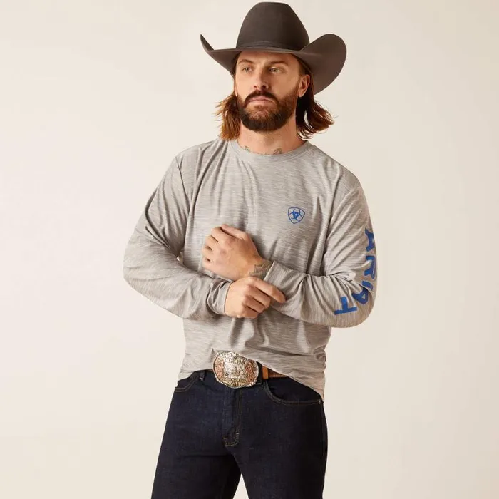 Men TShirts and Polos Ariat Charger Logo TShirt Grey