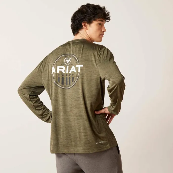 Men TShirts and Polos Ariat Charger Roundabout TShirt Brine Olive