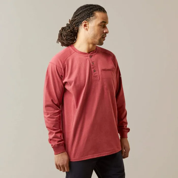 Men TShirts and Polos Ariat FR Air Henley Brick Red