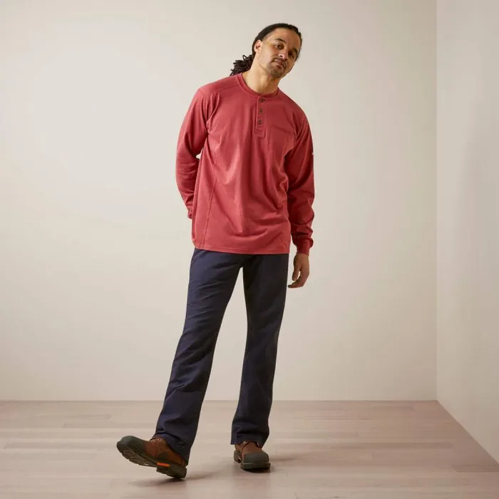 Men TShirts and Polos Ariat FR Air Henley Brick Red Men TShirts and Polos Ariat FR Air Henley Brick Red