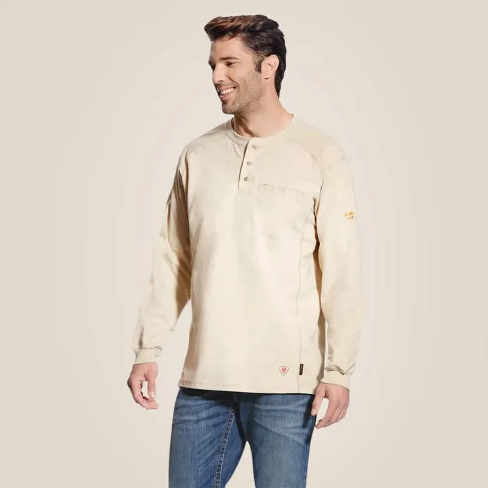 Men TShirts and Polos Ariat FR Air Henley Sand Heather