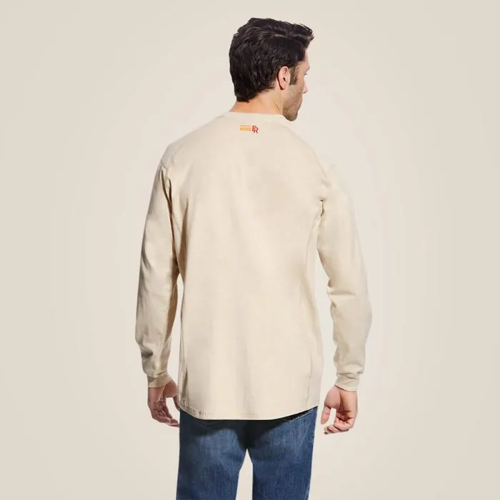 Men TShirts and Polos Ariat FR Air Henley Sand Heather Men TShirts and Polos Ariat FR Air Henley Sand Heather