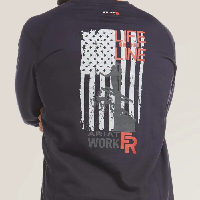 Men TShirts and Polos Ariat FR Air Life On The Line Graphic Top Navy Men TShirts and Polos Ariat FR Air Life On The Line Graphic Top Navy
