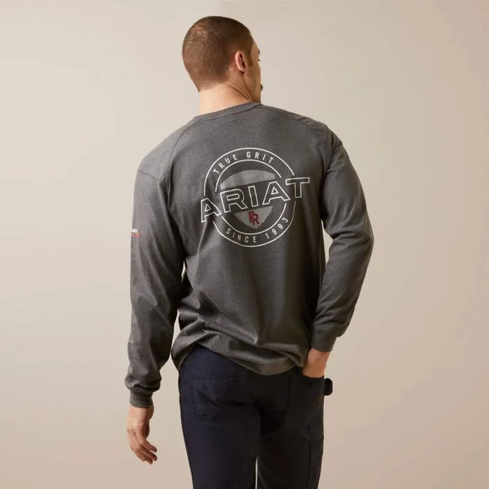 Men TShirts and Polos Ariat FR Air True Grit TShirt Charcoal Heather