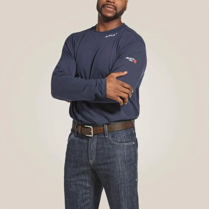 Men TShirts and Polos Ariat FR Baselayer TShirt Navynavy