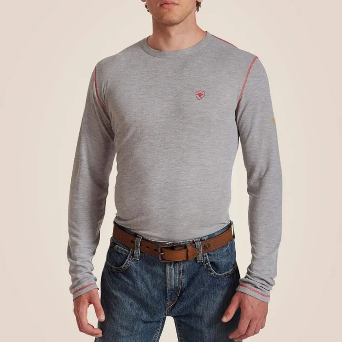 Men TShirts and Polos Ariat FR Polartec Baselayer Light Gray