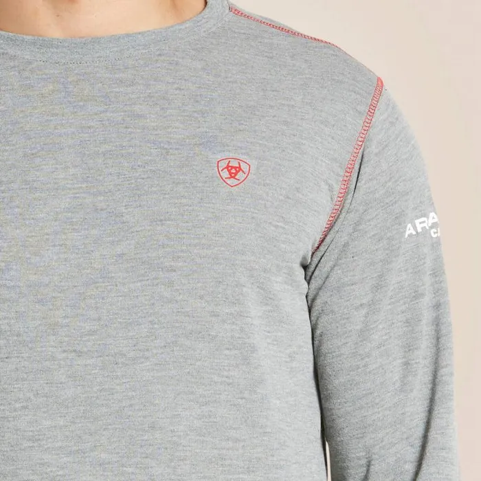 Men TShirts and Polos Ariat FR Polartec Baselayer Light Gray