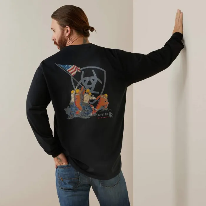 Men TShirts and Polos Ariat FR Raising The Flag TShirt Black