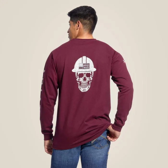 Men TShirts and Polos Ariat FR Roughneck Skull Logo TShirt Malbec
