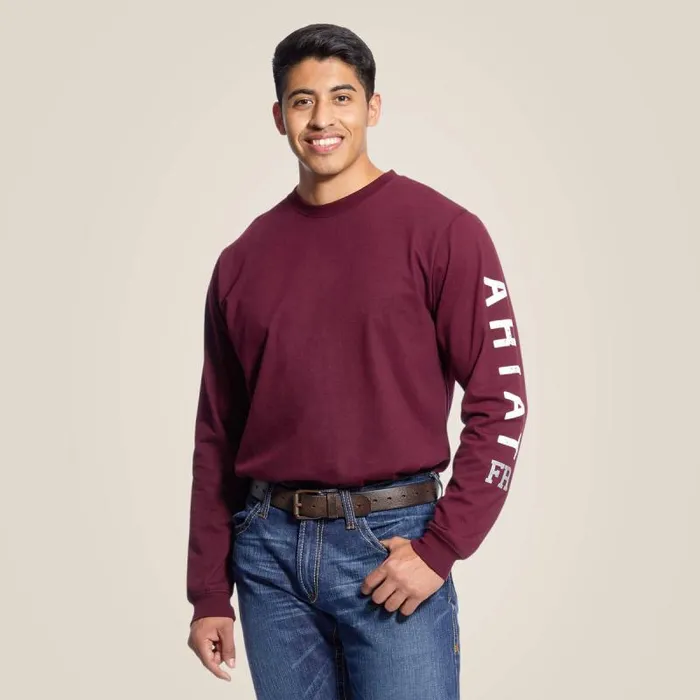 Men TShirts and Polos Ariat FR Roughneck Skull Logo TShirt Malbec