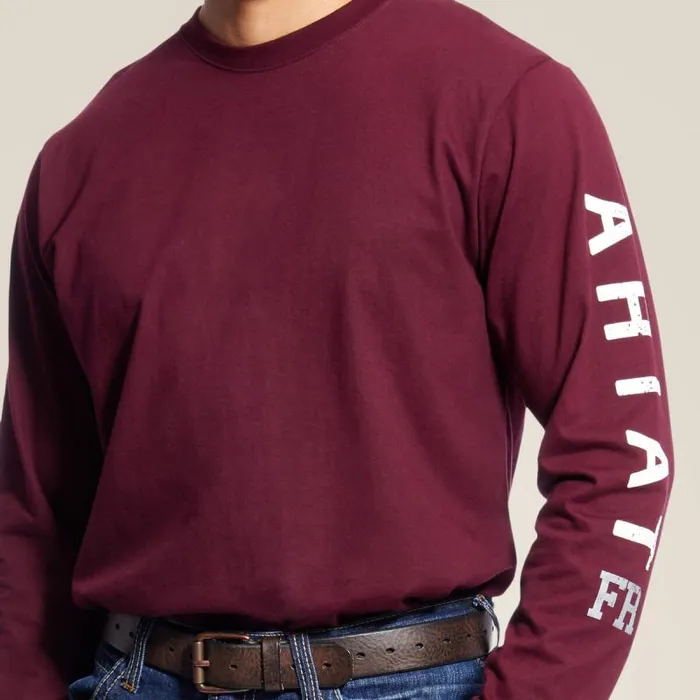 Men TShirts and Polos Ariat FR Roughneck Skull Logo TShirt Malbec