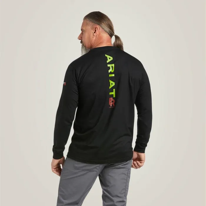 Men TShirts and Polos Ariat FR Stretch Logo TShirt Blacklime