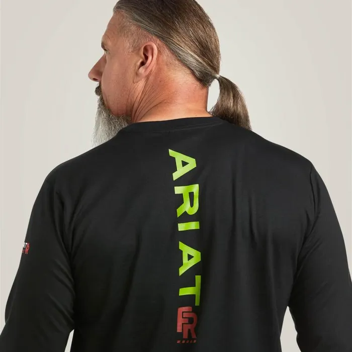 Men TShirts and Polos Ariat FR Stretch Logo TShirt Blacklime