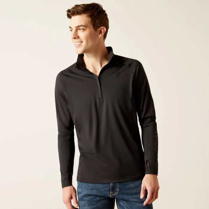 Men TShirts and Polos Ariat Lowell 14 Zip Recycled Materials Baselayer Black