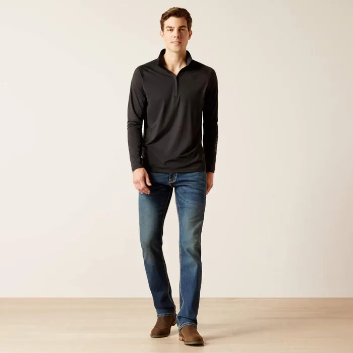 Men TShirts and Polos Ariat Lowell 14 Zip Recycled Materials Baselayer Black Men TShirts and Polos Ariat Lowell 14 Zip Recycled Materials Baselayer Black