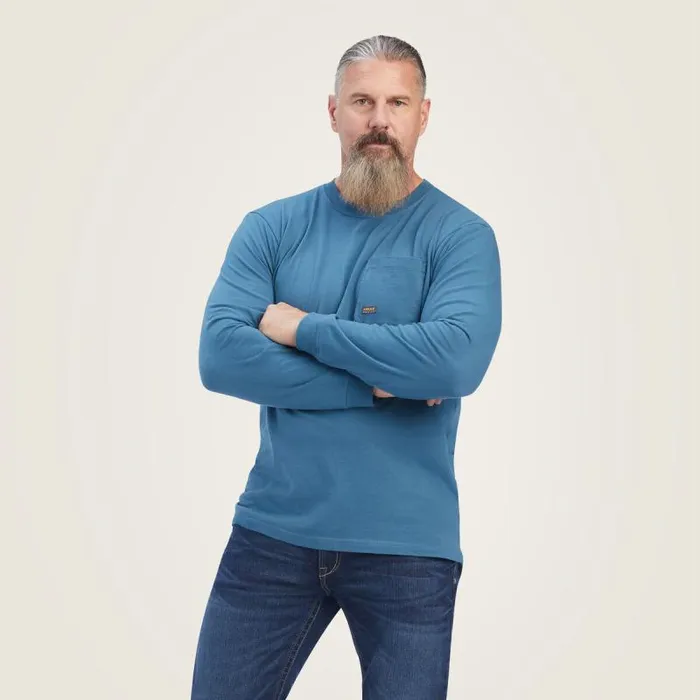 Men TShirts and Polos Ariat Rebar Cotton Strong American Raptor TShirt Indian Teal Men TShirts and Polos Ariat Rebar Cotton Strong American Raptor TShirt Indian Teal