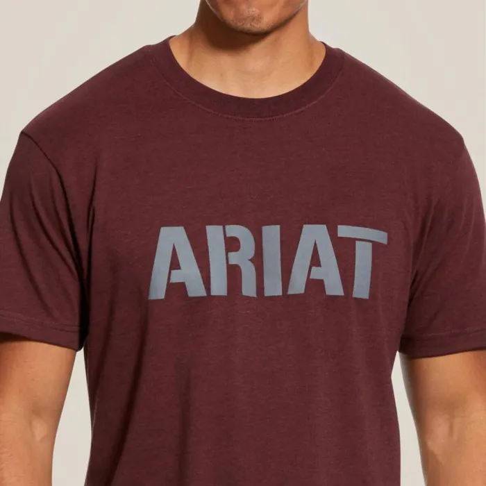 Men TShirts and Polos Ariat Rebar Cotton Strong Block Burgundy Heather