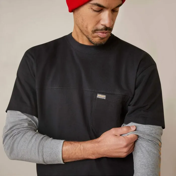 Men TShirts and Polos Ariat Rebar Cotton Strong Dually Black Heather Grey Men TShirts and Polos Ariat Rebar Cotton Strong Dually Black Heather Grey