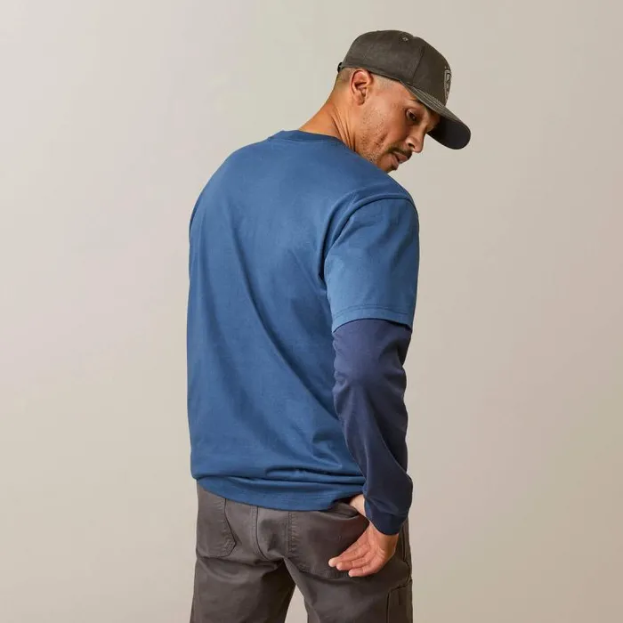 Men TShirts and Polos Ariat Rebar Cotton Strong Dually Blue Wink Teal Navy Men TShirts and Polos Ariat Rebar Cotton Strong Dually Blue Wink Teal Navy