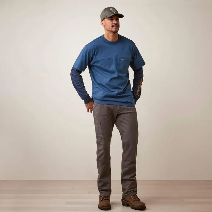 Men TShirts and Polos Ariat Rebar Cotton Strong Dually Blue Wink Teal Navy Men TShirts and Polos Ariat Rebar Cotton Strong Dually Blue Wink Teal Navy