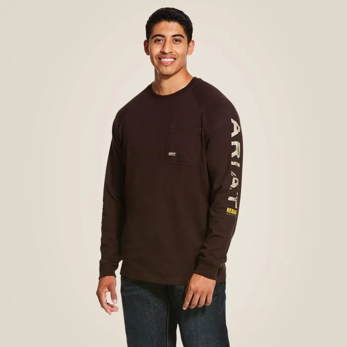 Men TShirts and Polos Ariat Rebar Cotton Strong Graphic Dark Brown
