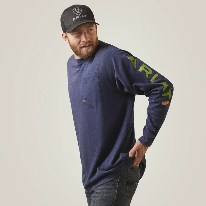 Men TShirts and Polos Ariat Rebar Cotton Strong Graphic Navy Heather