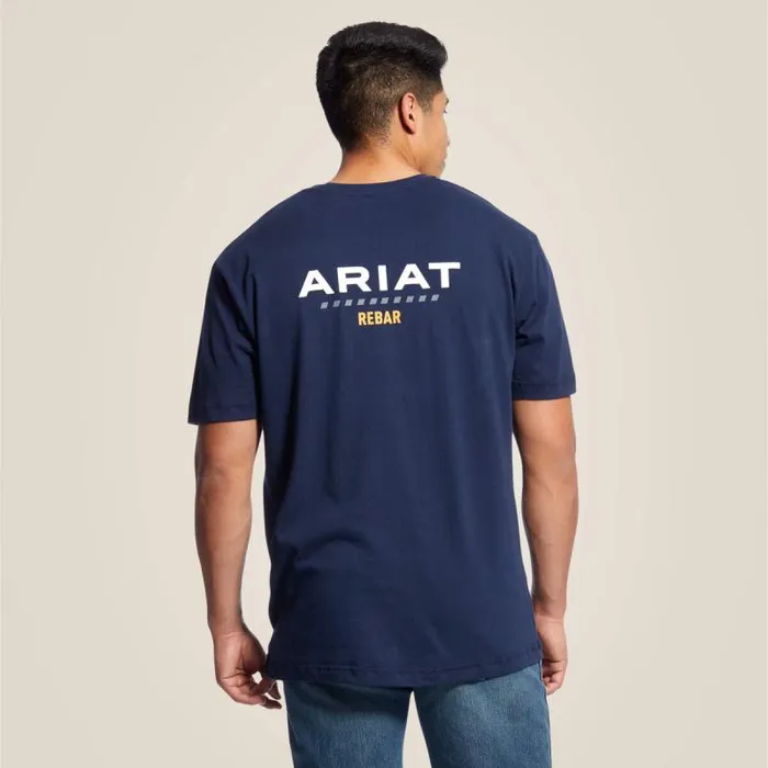 Men TShirts and Polos Ariat Rebar Cotton Strong Logo TShirt Navy
