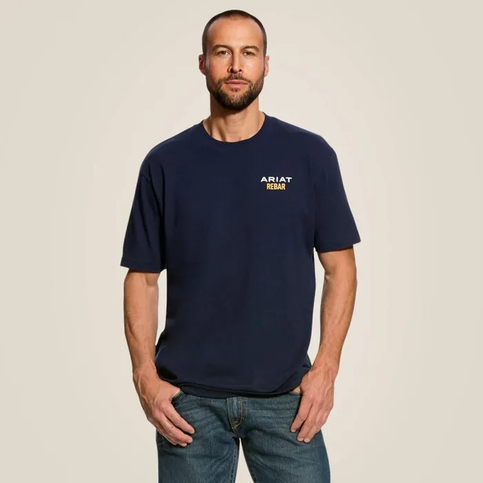 Men TShirts and Polos Ariat Rebar Cotton Strong Logo TShirt Navy