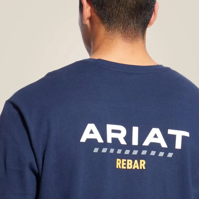Men TShirts and Polos Ariat Rebar Cotton Strong Logo TShirt Navy