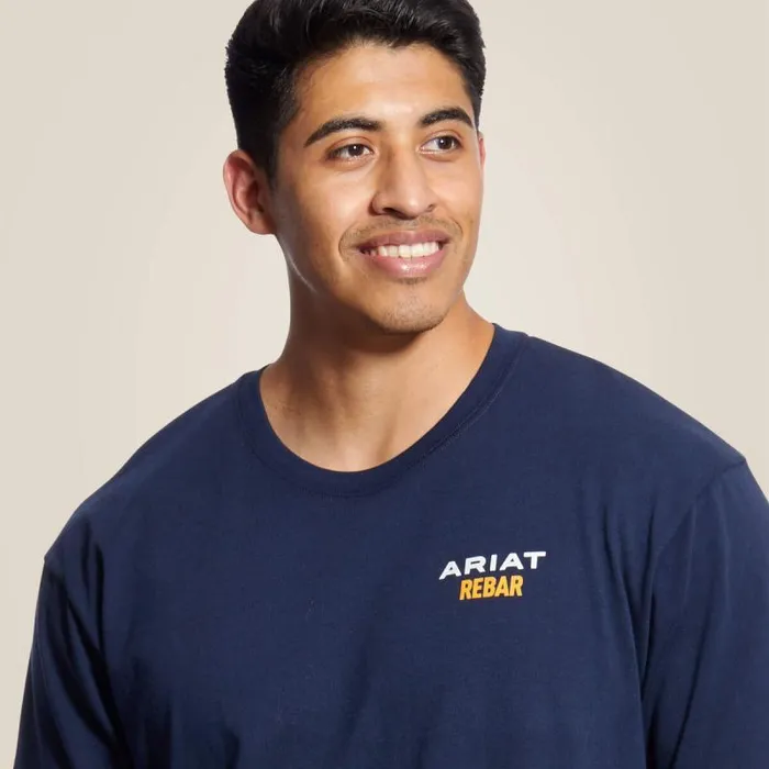 Men TShirts and Polos Ariat Rebar Cotton Strong Logo TShirt Navy