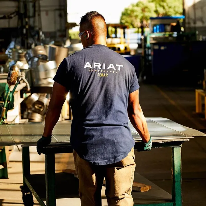 Men TShirts and Polos Ariat Rebar Cotton Strong Logo TShirt Navy