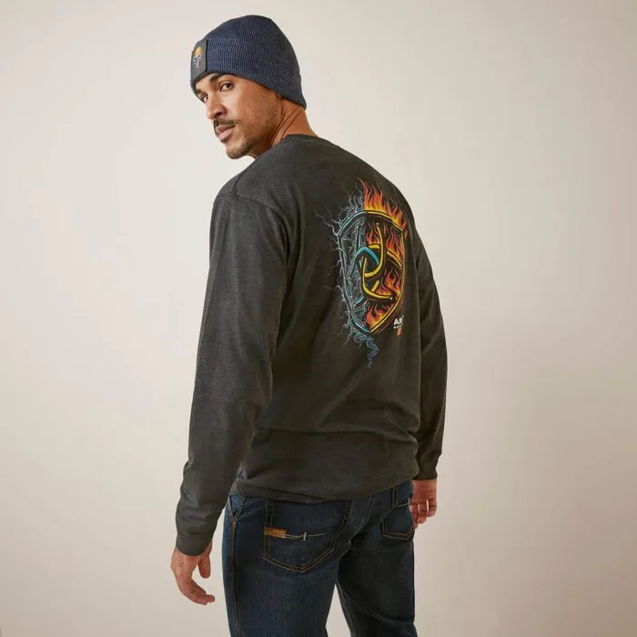 Men TShirts and Polos Ariat Rebar Cotton Strong Shock Fire Charcoal Heather