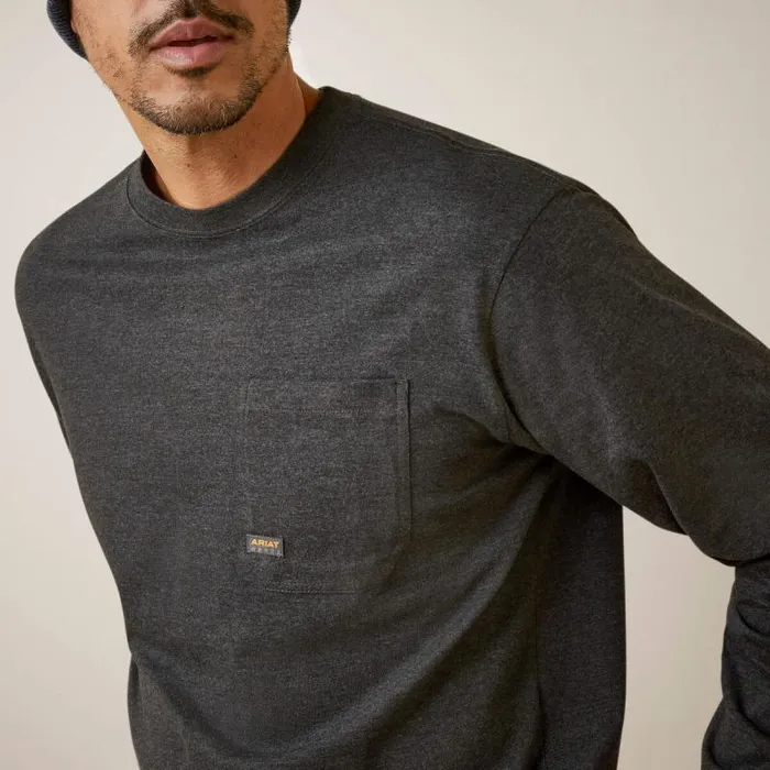 Men TShirts and Polos Ariat Rebar Cotton Strong Shock Fire Charcoal Heather Men TShirts and Polos Ariat Rebar Cotton Strong Shock Fire Charcoal Heather