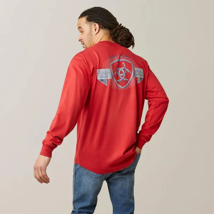 Men TShirts and Polos Ariat Rebar Cotton Strong Stacking Dimes Pompeian Red