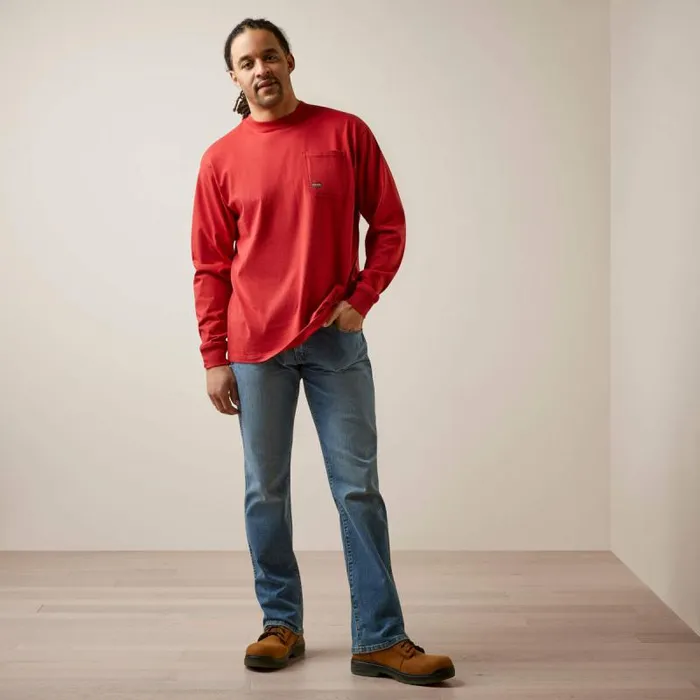 Men TShirts and Polos Ariat Rebar Cotton Strong Stacking Dimes Pompeian Red
