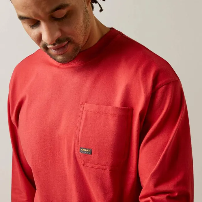 Men TShirts and Polos Ariat Rebar Cotton Strong Stacking Dimes Pompeian Red